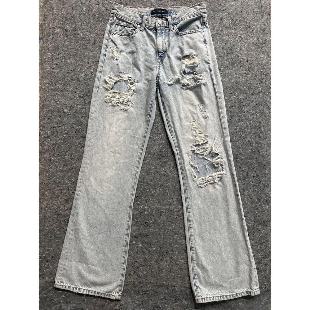 Aeropostale Boyfriend Flare Distressed Ripped Light Wash Jeans Women’s Size 0R